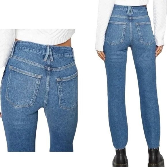 Good American Good Classic Raw Hem Medium Wash Women's 0/25 - Picture 2 of 14